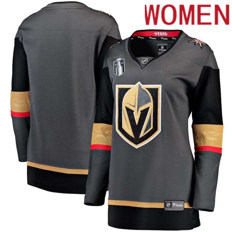 Women Vegas Golden Knights Fanatics Branded Black 2023 Stanley Cup Final Alternate Breakaway NHL Jersey->women nhl jersey->Women Jersey